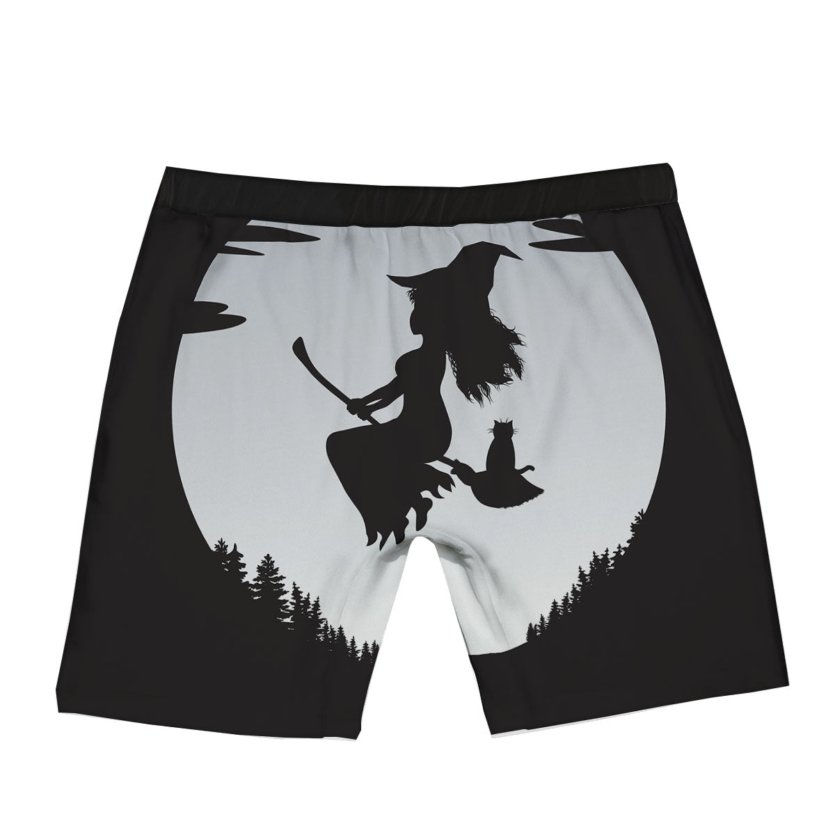 Flying Witch Cat Halloween Print Boxer Briefs-grizzshop
