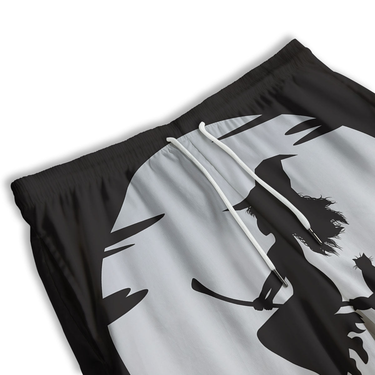 Flying Witch Cat Halloween Print Men's Athletic Shorts
