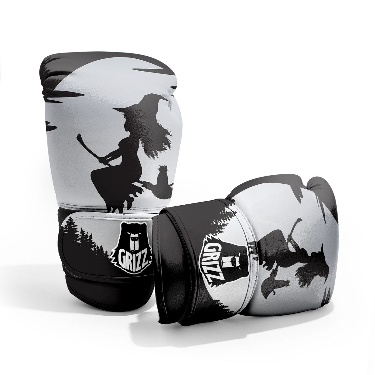 Flying Witch Cat Halloween Print Pro Boxing Glove