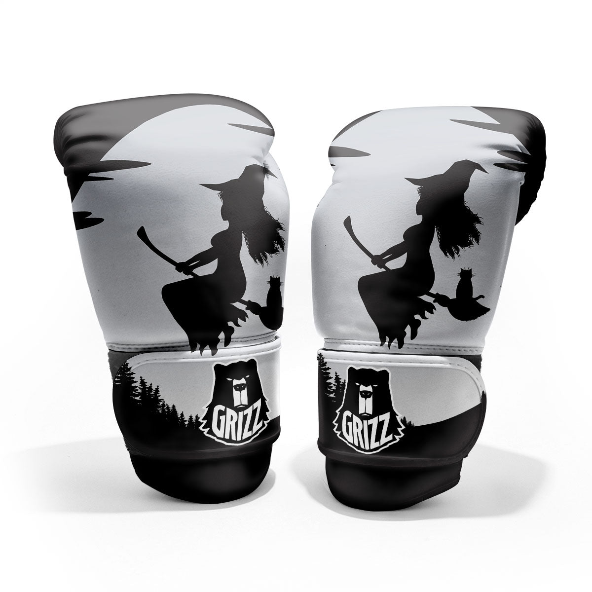 Flying Witch Cat Halloween Print Pro Boxing Glove