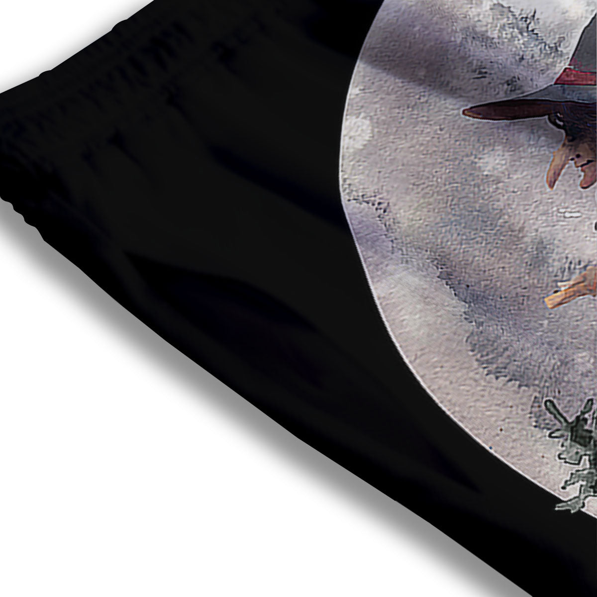 Flying Witch Halloween Full Moon Print Mesh Shorts