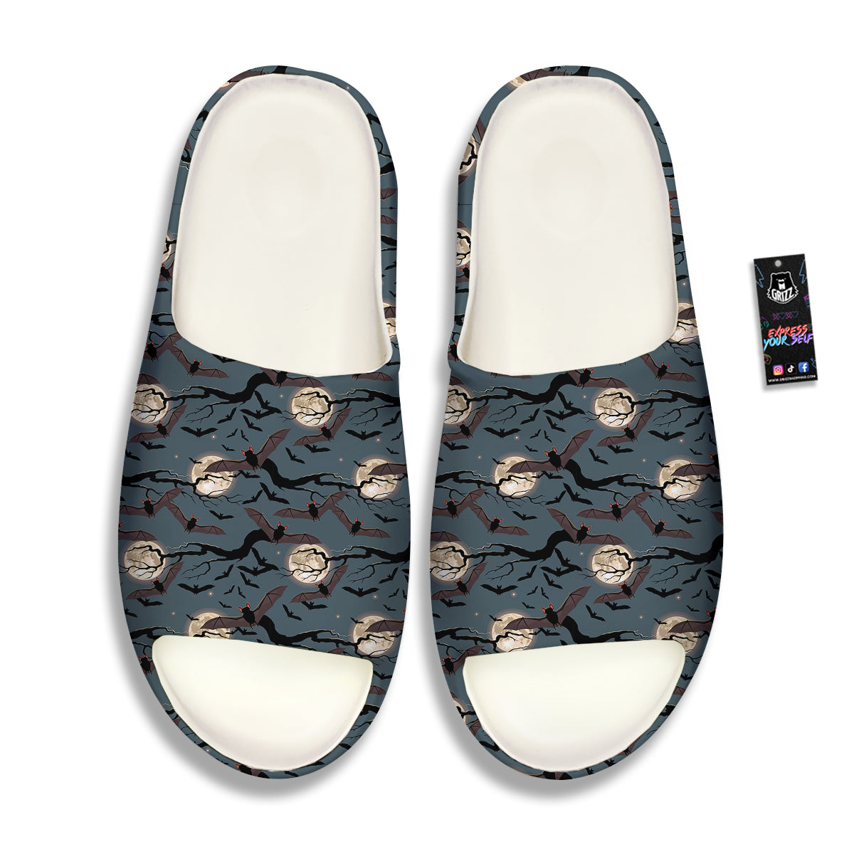 Flying Bat In The Moonlight Print Pattern Sandals-grizzshop