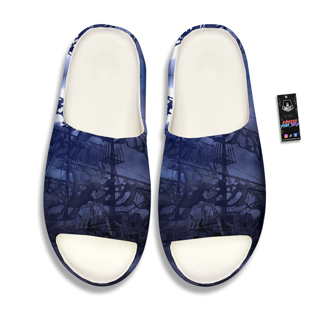 Flying Dutchman Ghost Pirate Ship Print Sandals-grizzshop