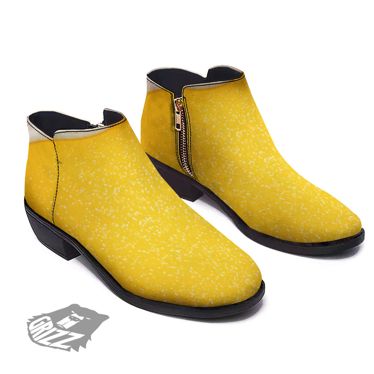 Foam And Beer Print Ankle Boots-grizzshop