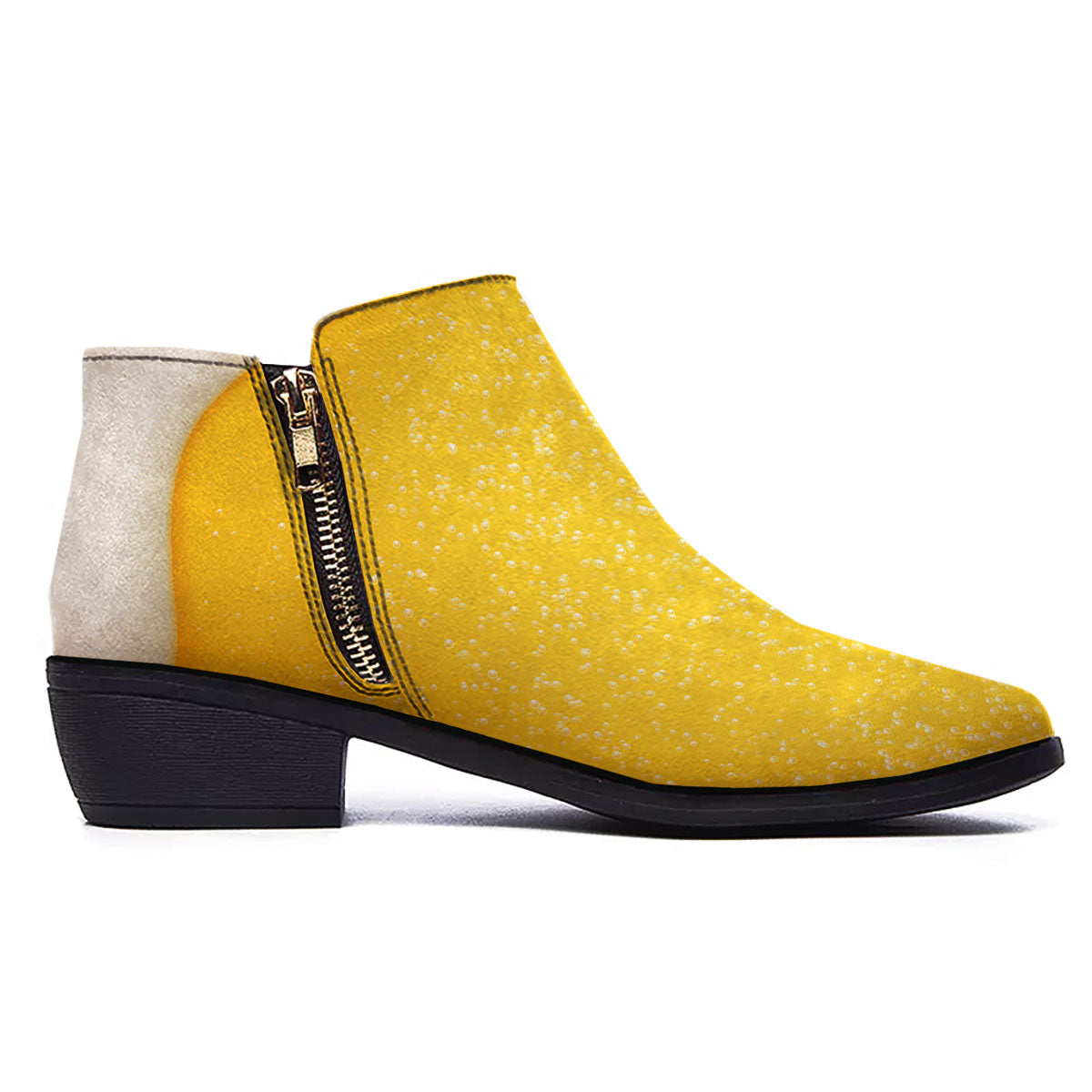 Foam And Beer Print Ankle Boots-grizzshop