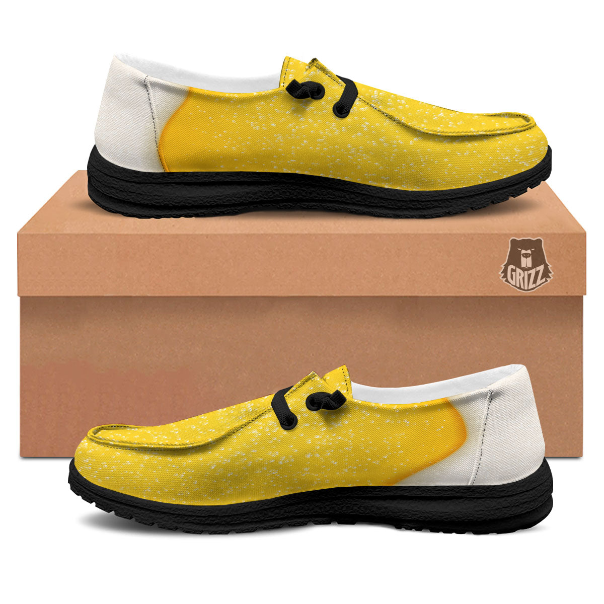 Foam And Beer Print Black Loafers-grizzshop