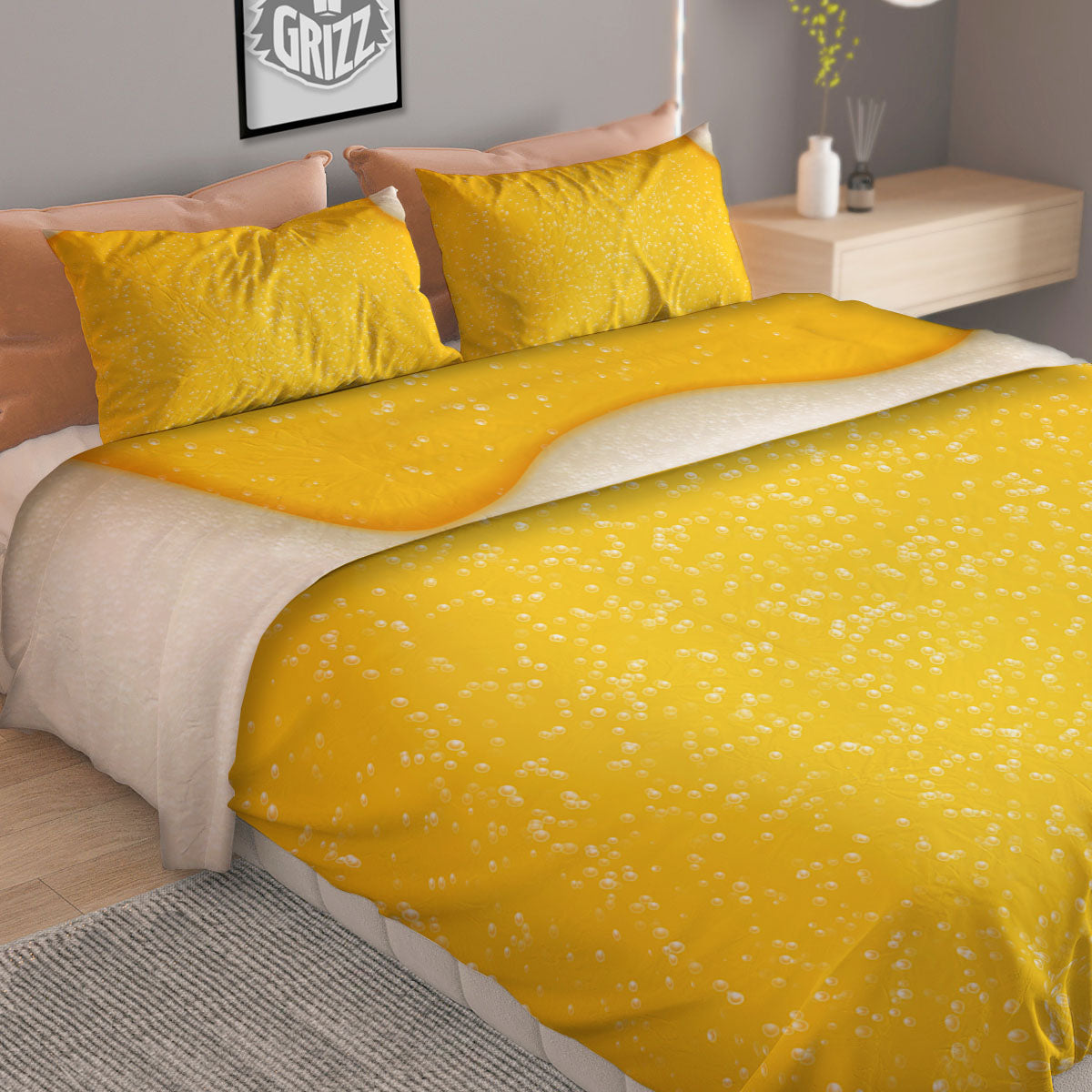 Foam And Beer Print Duvet Cover Bedding Set