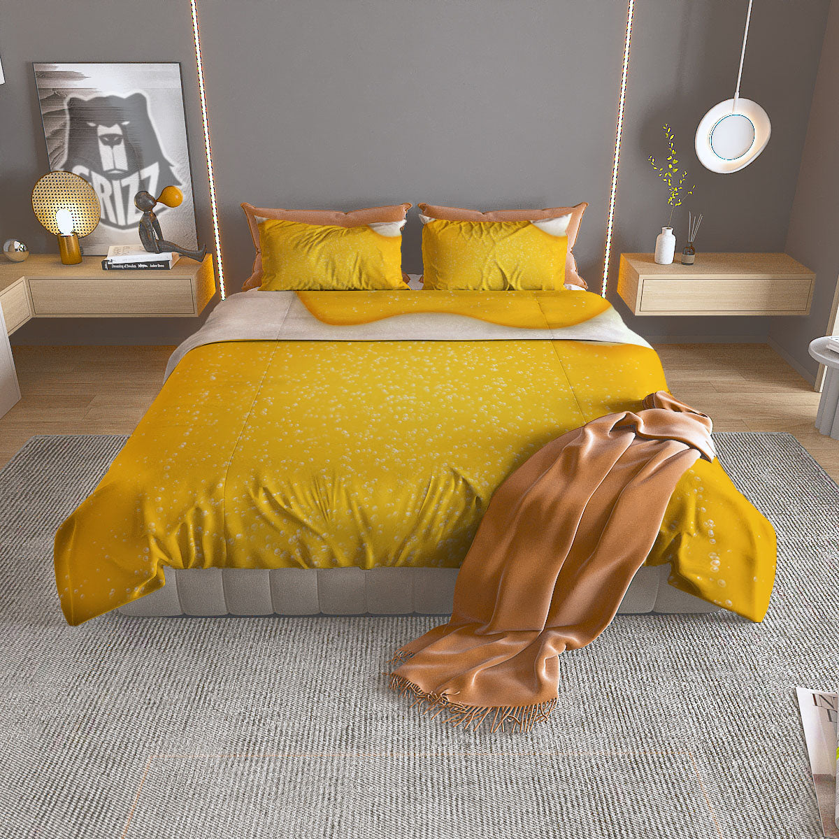 Foam And Beer Print Duvet Cover Bedding Set