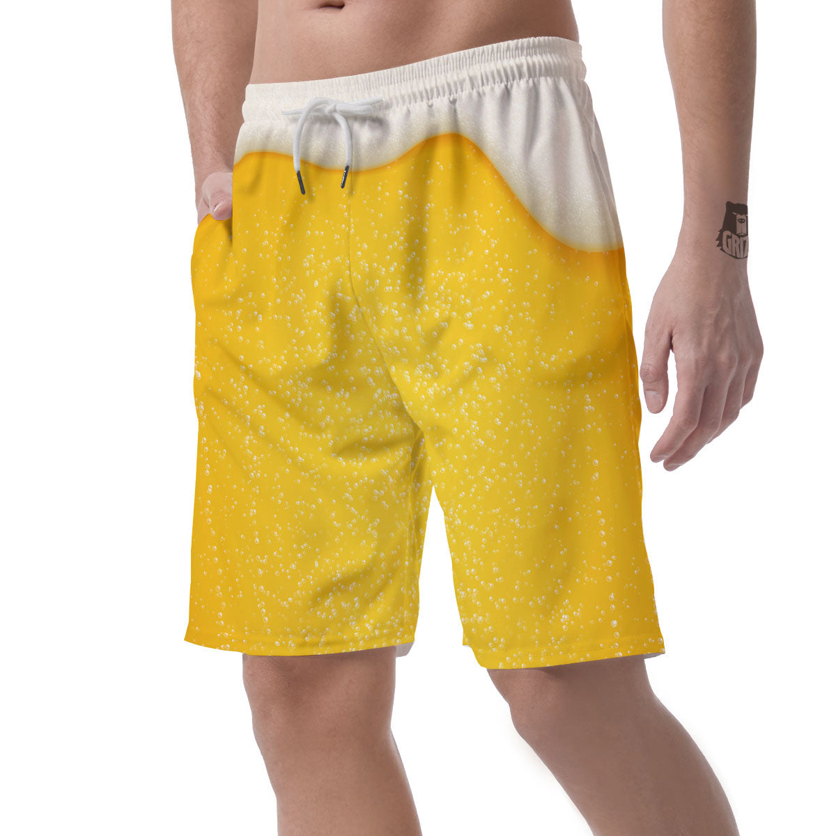 Foam And Beer Print Men's Shorts-grizzshop
