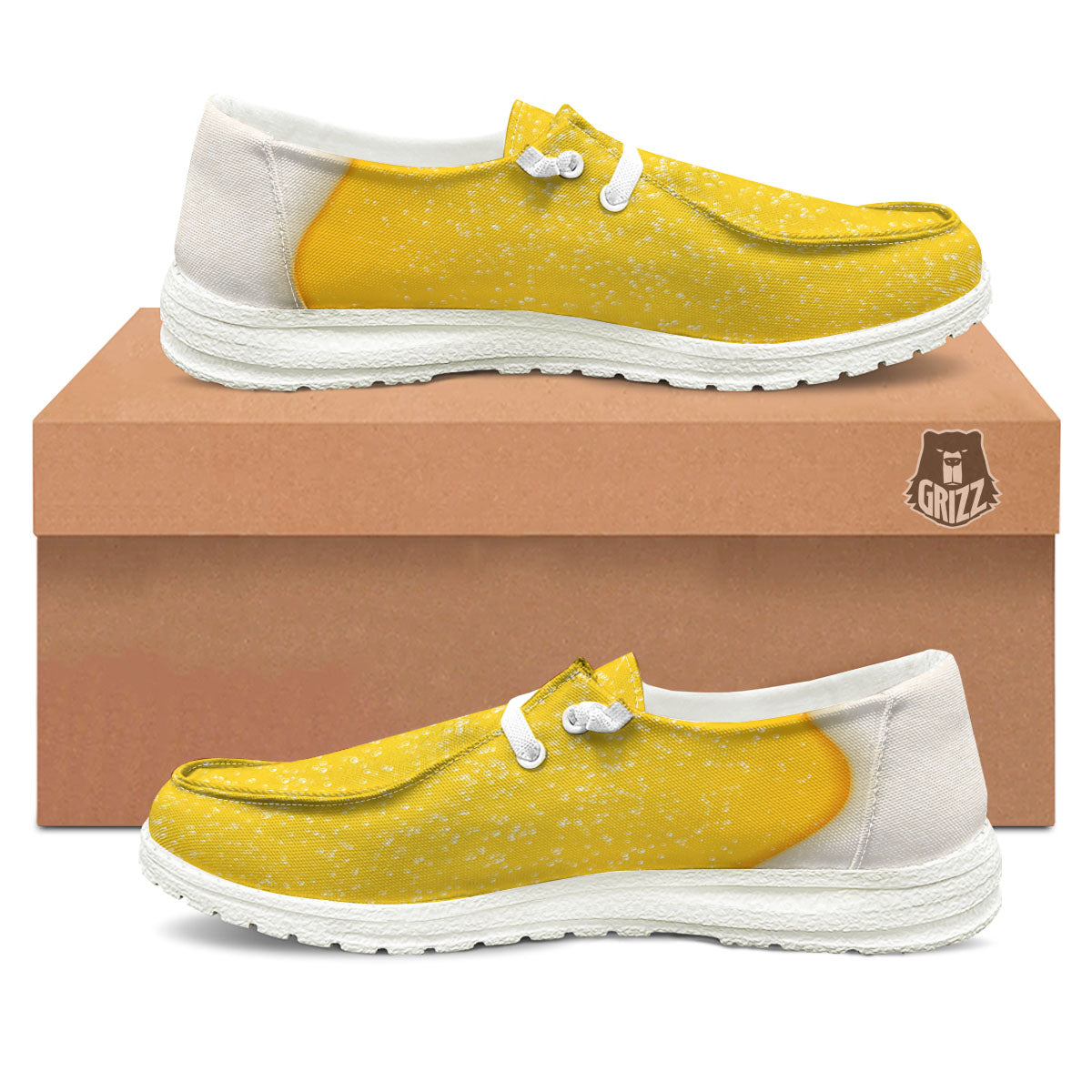Foam And Beer Print White Loafers-grizzshop