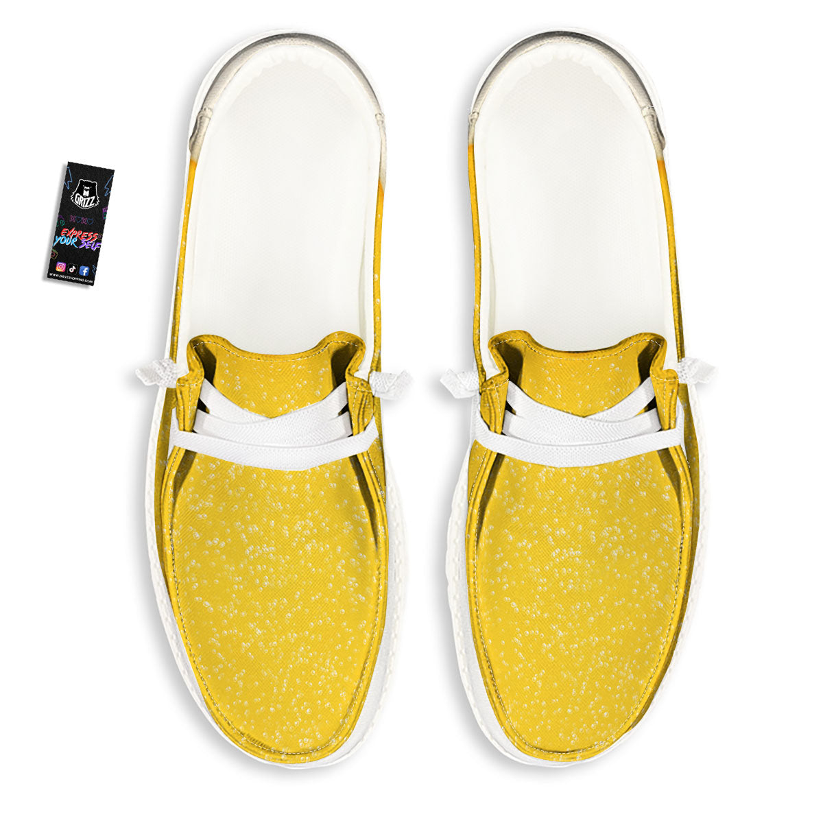 Foam And Beer Print White Loafers-grizzshop