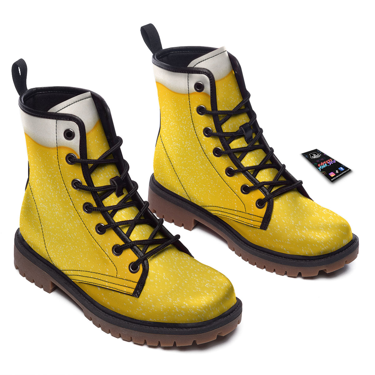 Foam And Beer Print Work Boots-grizzshop