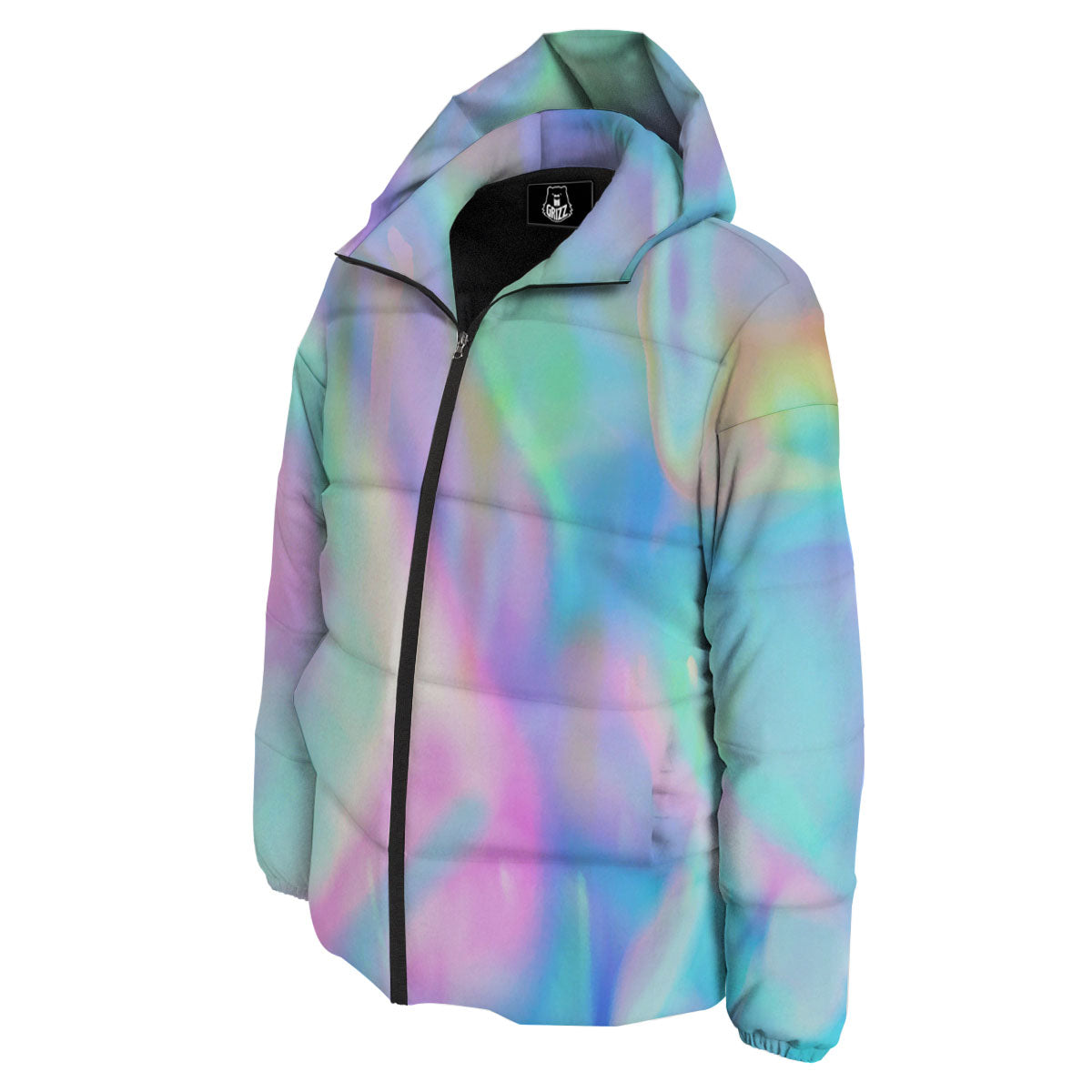 Foil Holographic Print Down Jacket-grizzshop