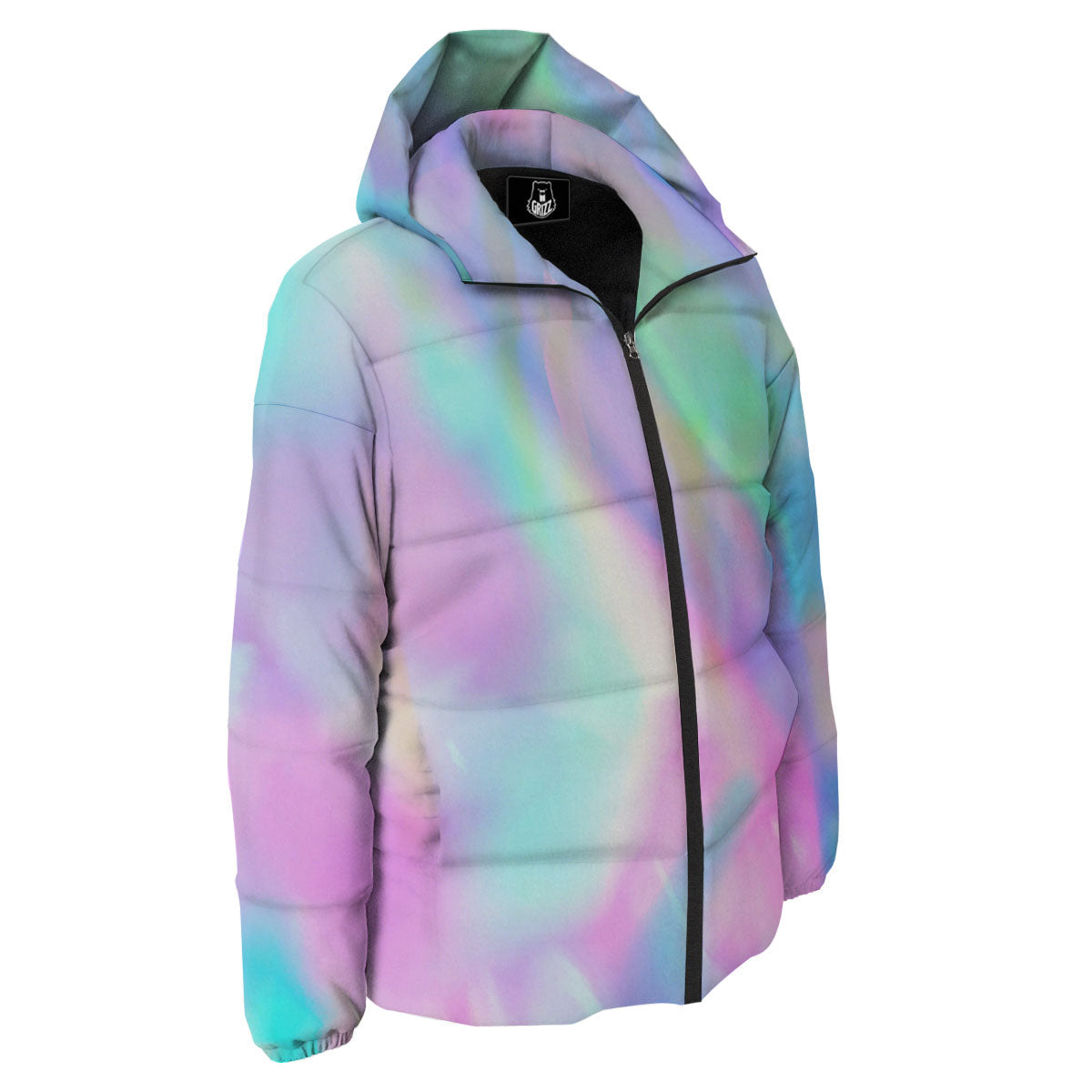 Foil Holographic Print Down Jacket-grizzshop