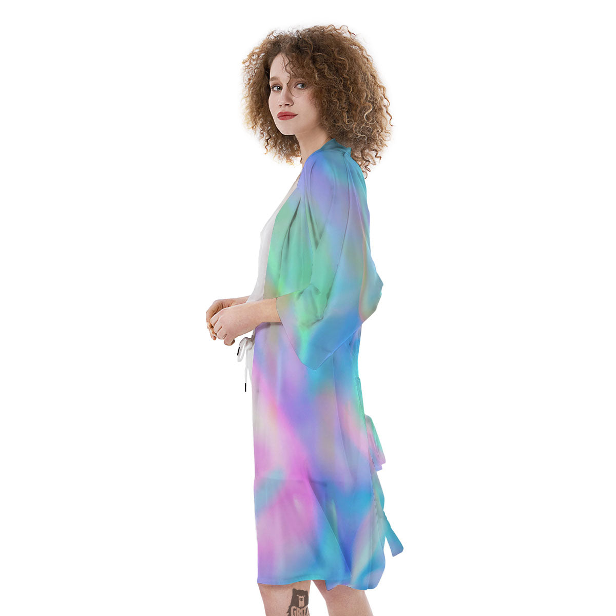 Foil Holographic Print Kimono-grizzshop