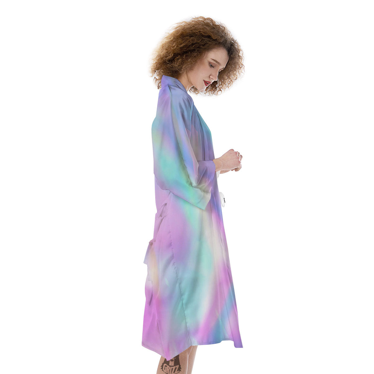 Foil Holographic Print Kimono-grizzshop