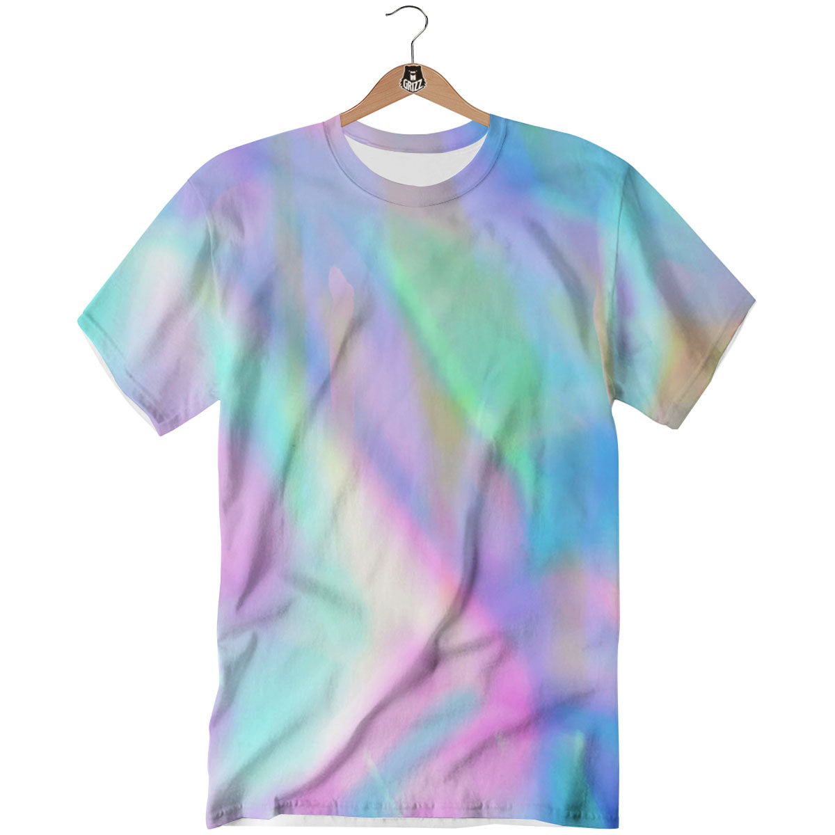 Foil Holographic Print T-Shirt-grizzshop