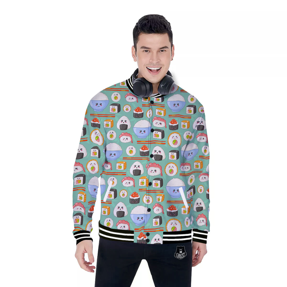 Food Japanese Print Pattern Baseball Jacket-grizzshop