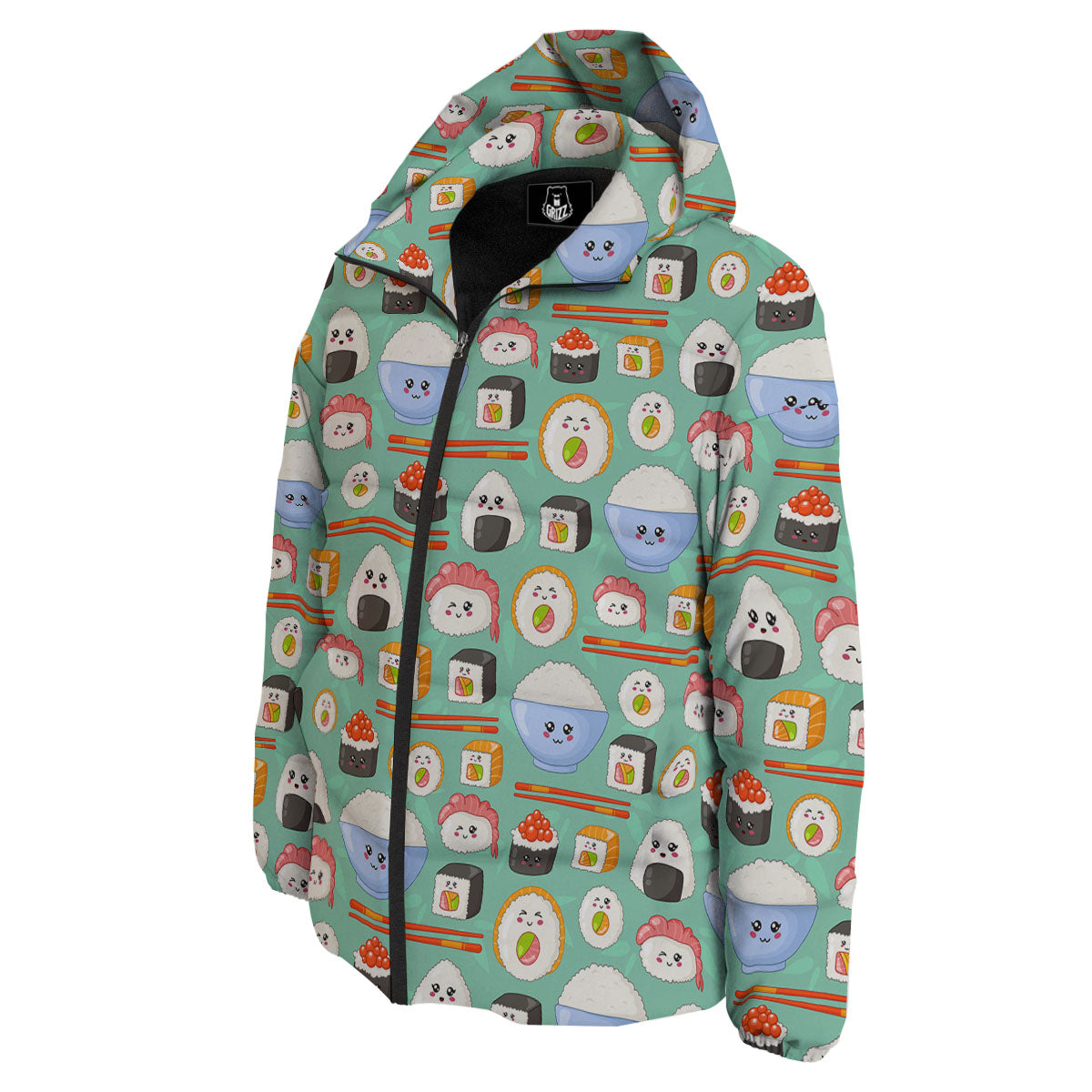 Food Japanese Print Pattern Down Jacket-grizzshop