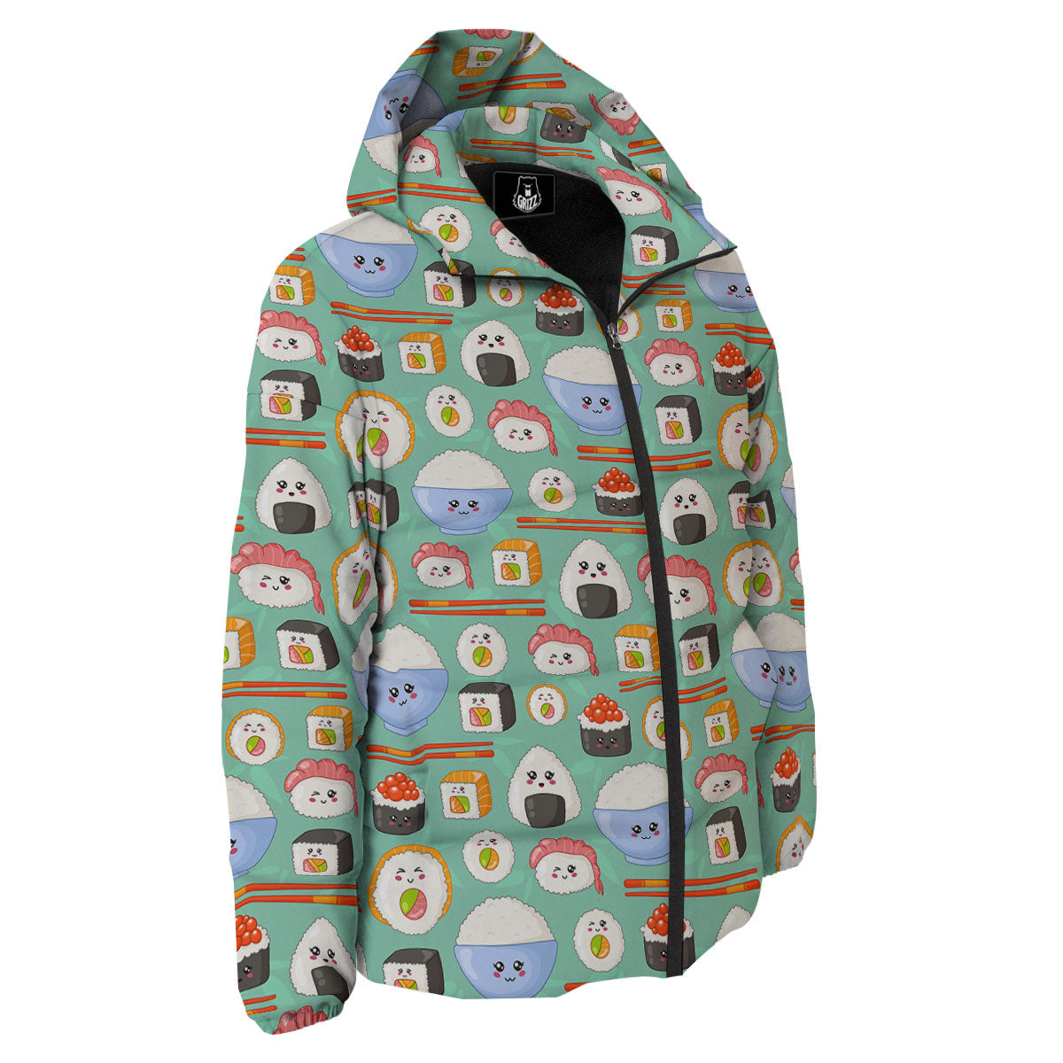 Food Japanese Print Pattern Down Jacket-grizzshop