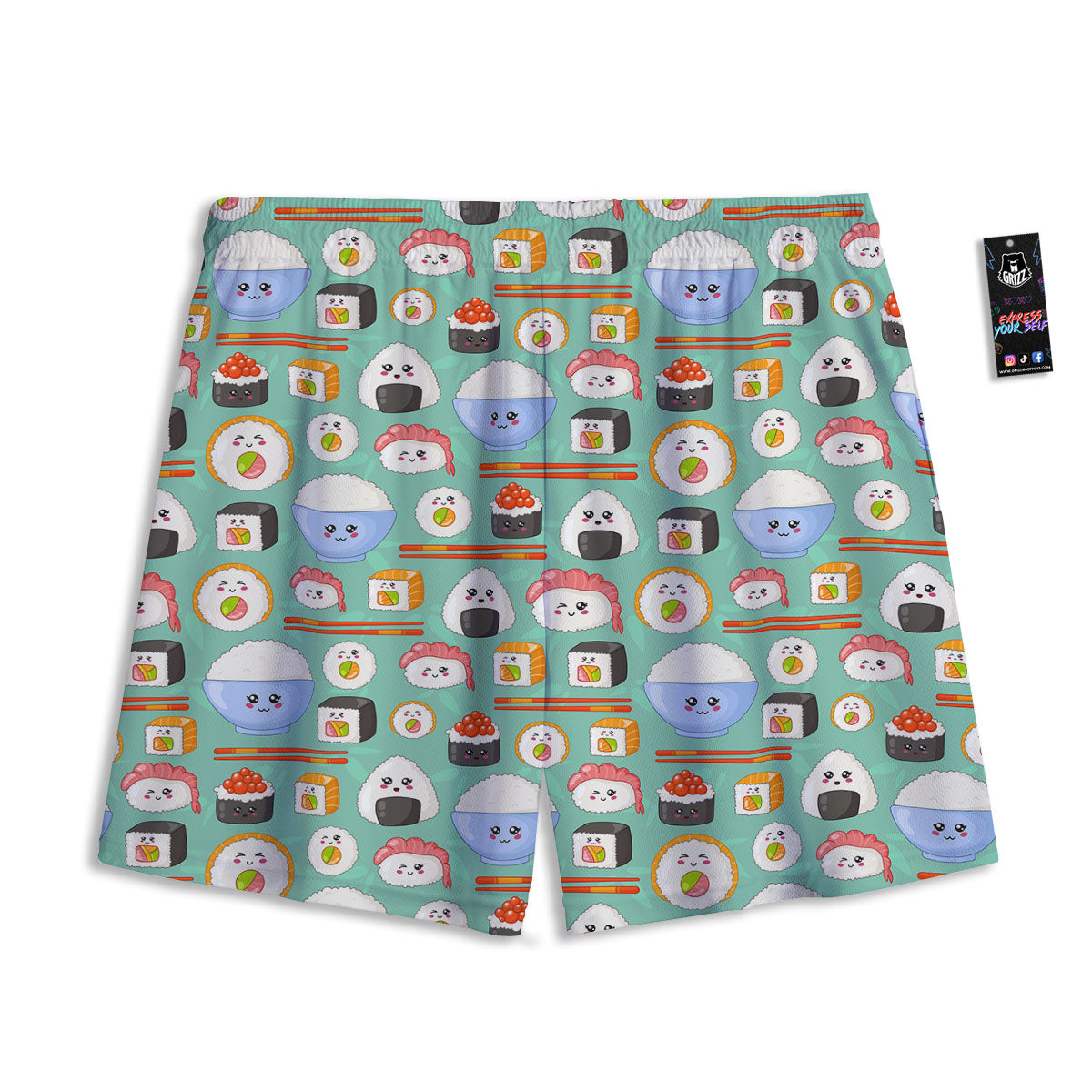 Food Japanese Print Pattern Mesh Shorts
