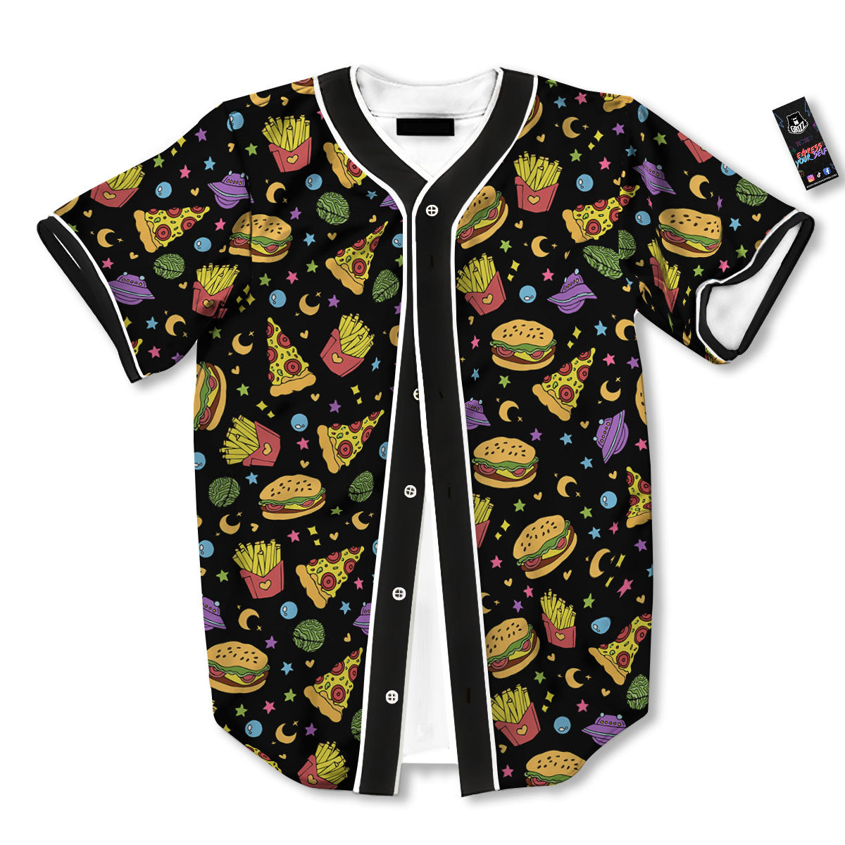 Food Planets Print Pattern Baseball Jersey-grizzshop
