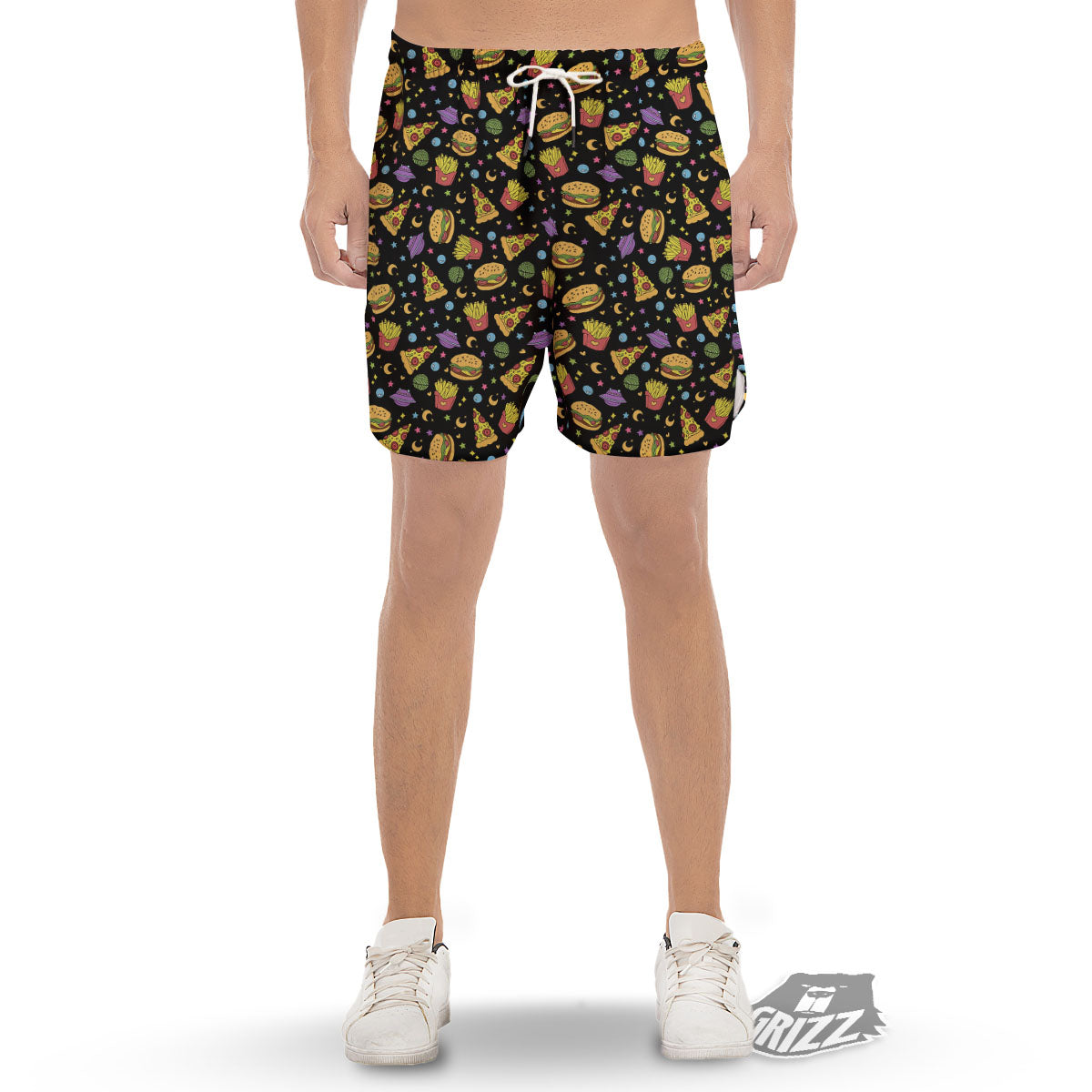 Food Planets Print Pattern Men's Gym Shorts-grizzshop