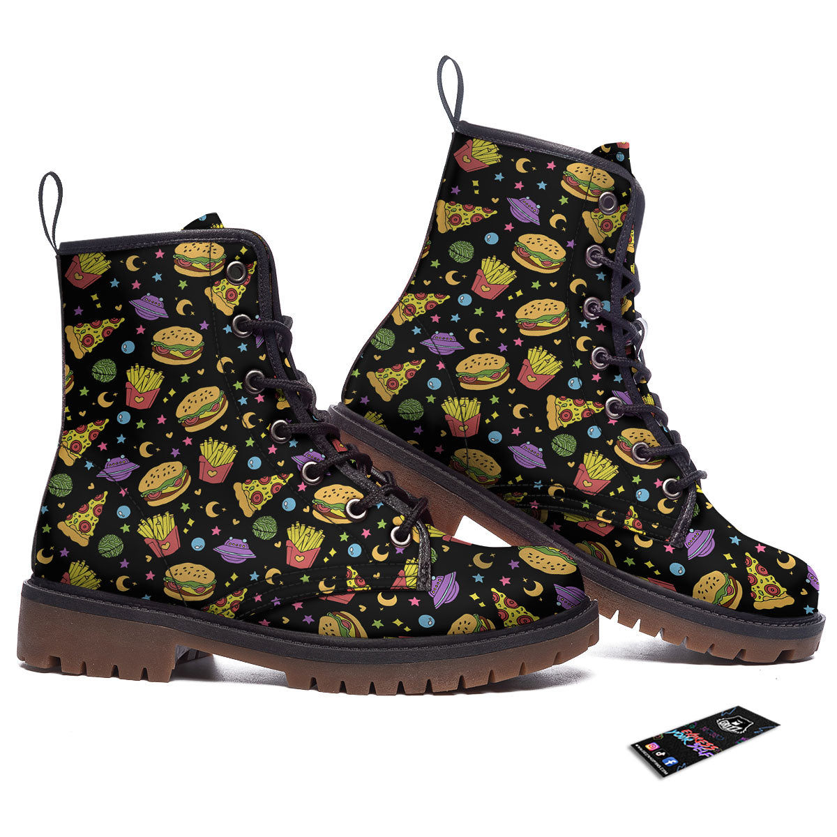 Food Planets Print Pattern Work Boots-grizzshop