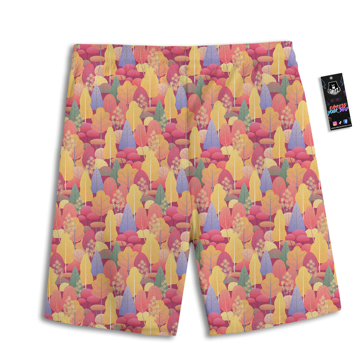 Forest Autumn Print Men's Athletic Shorts