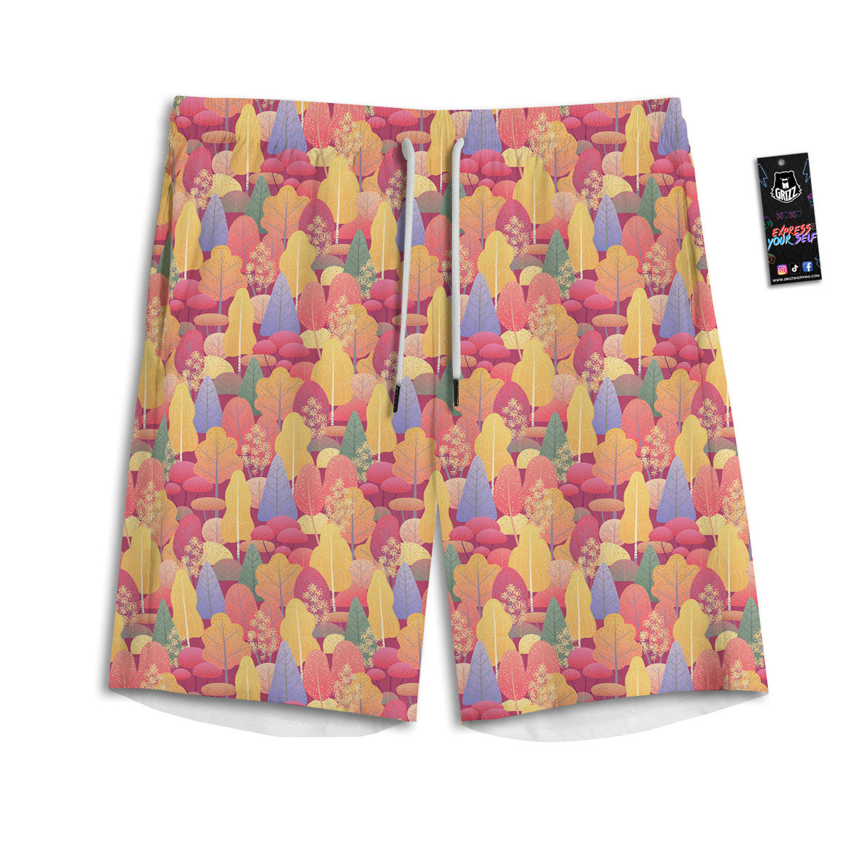 Forest Autumn Print Men's Athletic Shorts