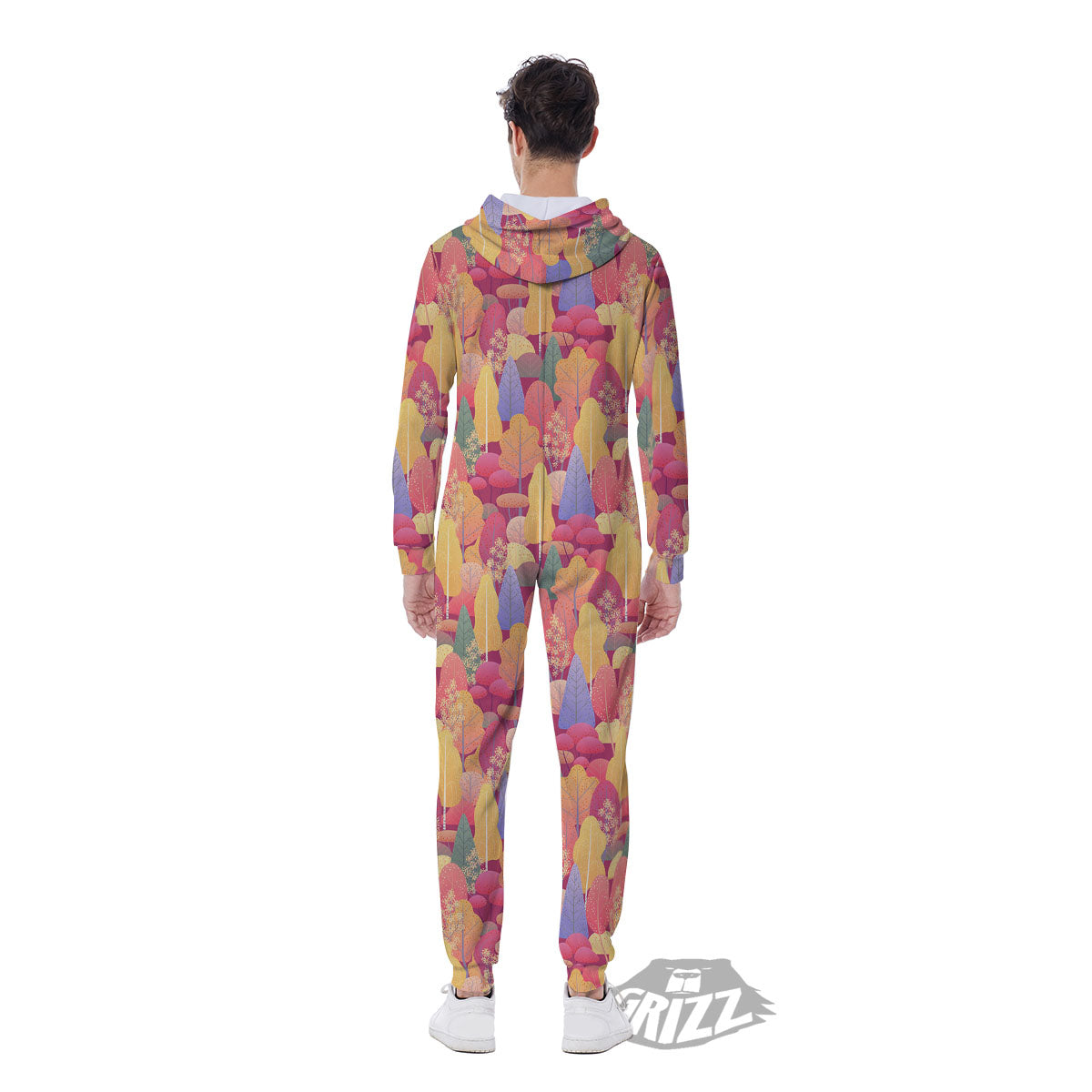 Forest Autumn Print Men's Jumpsuit-grizzshop
