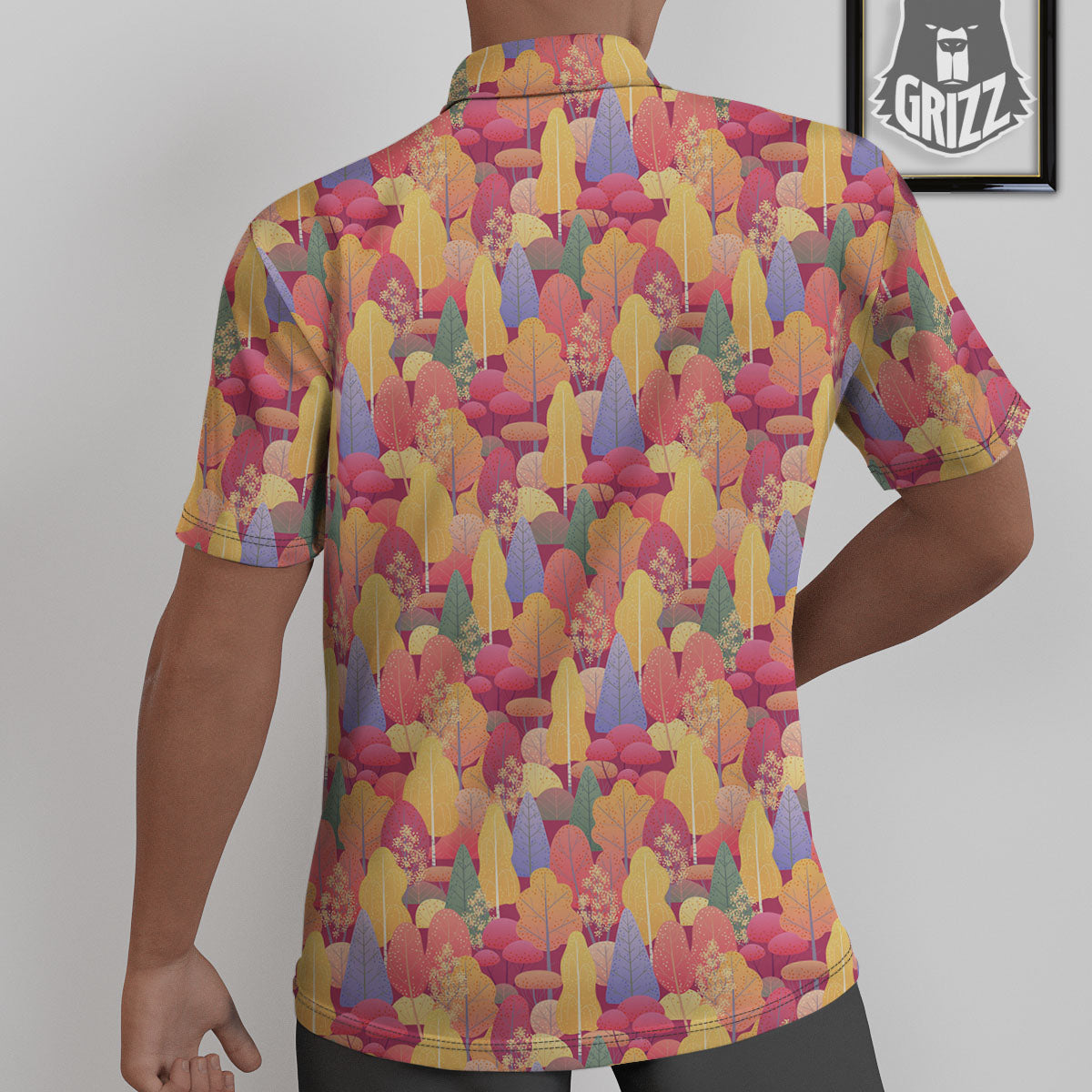 Forest Autumn Print Untucked Shirts-grizzshop
