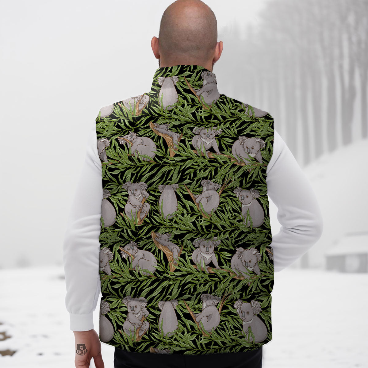 Forest Koala Print Pattern Down Vest-grizzshop