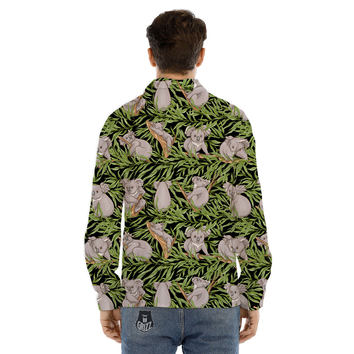 Forest Koala Print Pattern Men's Dress Shirts-grizzshop