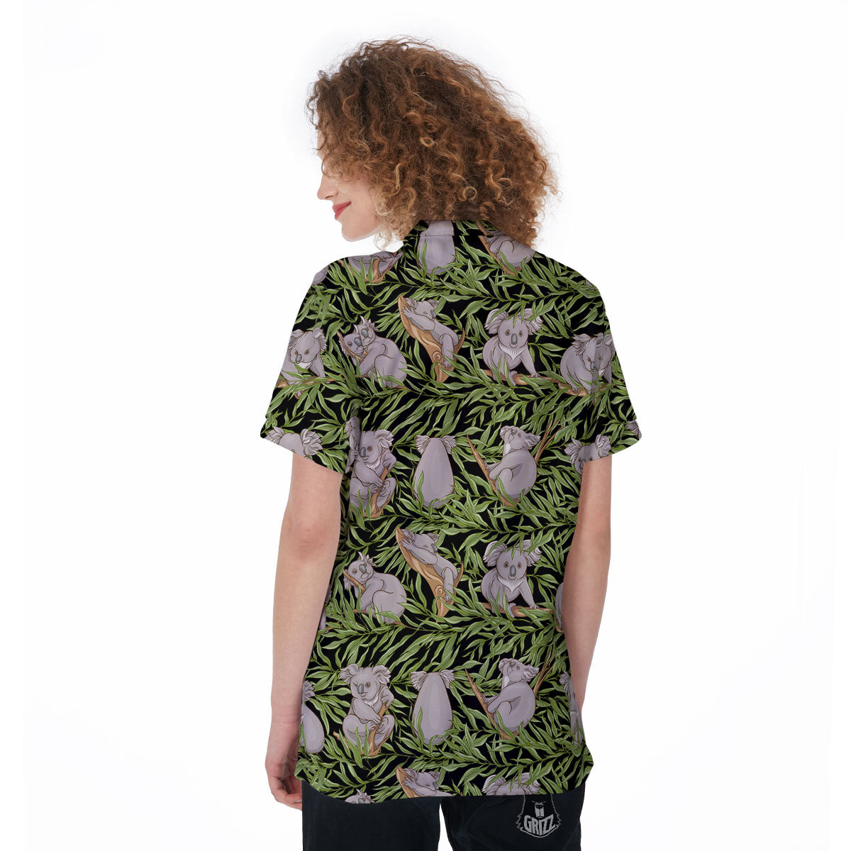 Forest Koala Print Pattern Women's Golf Shirts-grizzshop