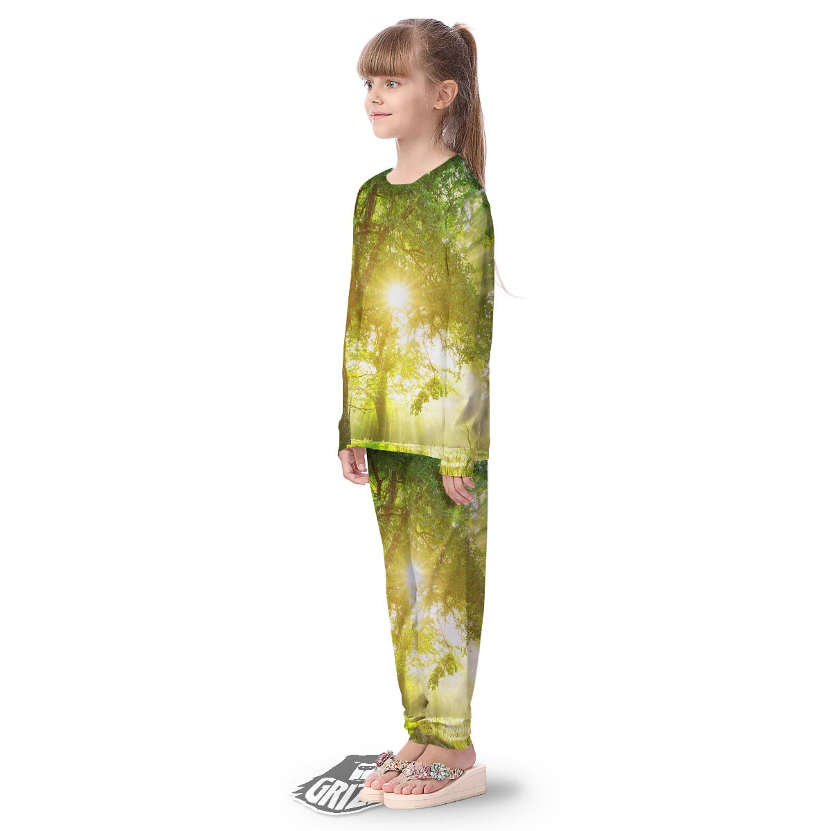 Forest Sunrise Print Kid's Pajamas-grizzshop