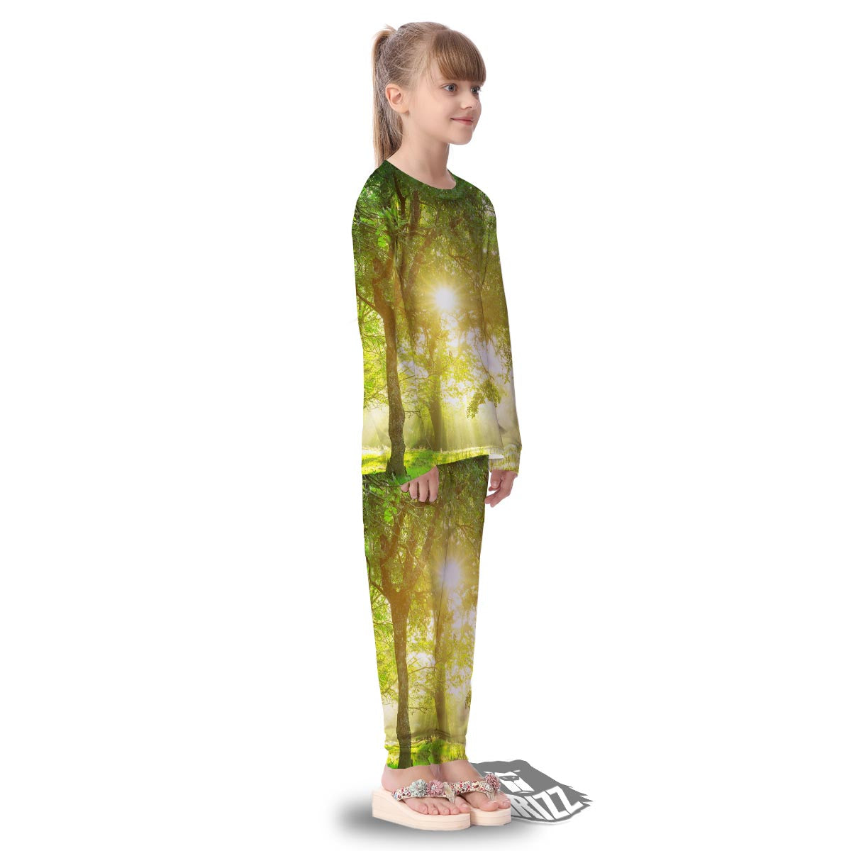 Forest Sunrise Print Kid's Pajamas-grizzshop