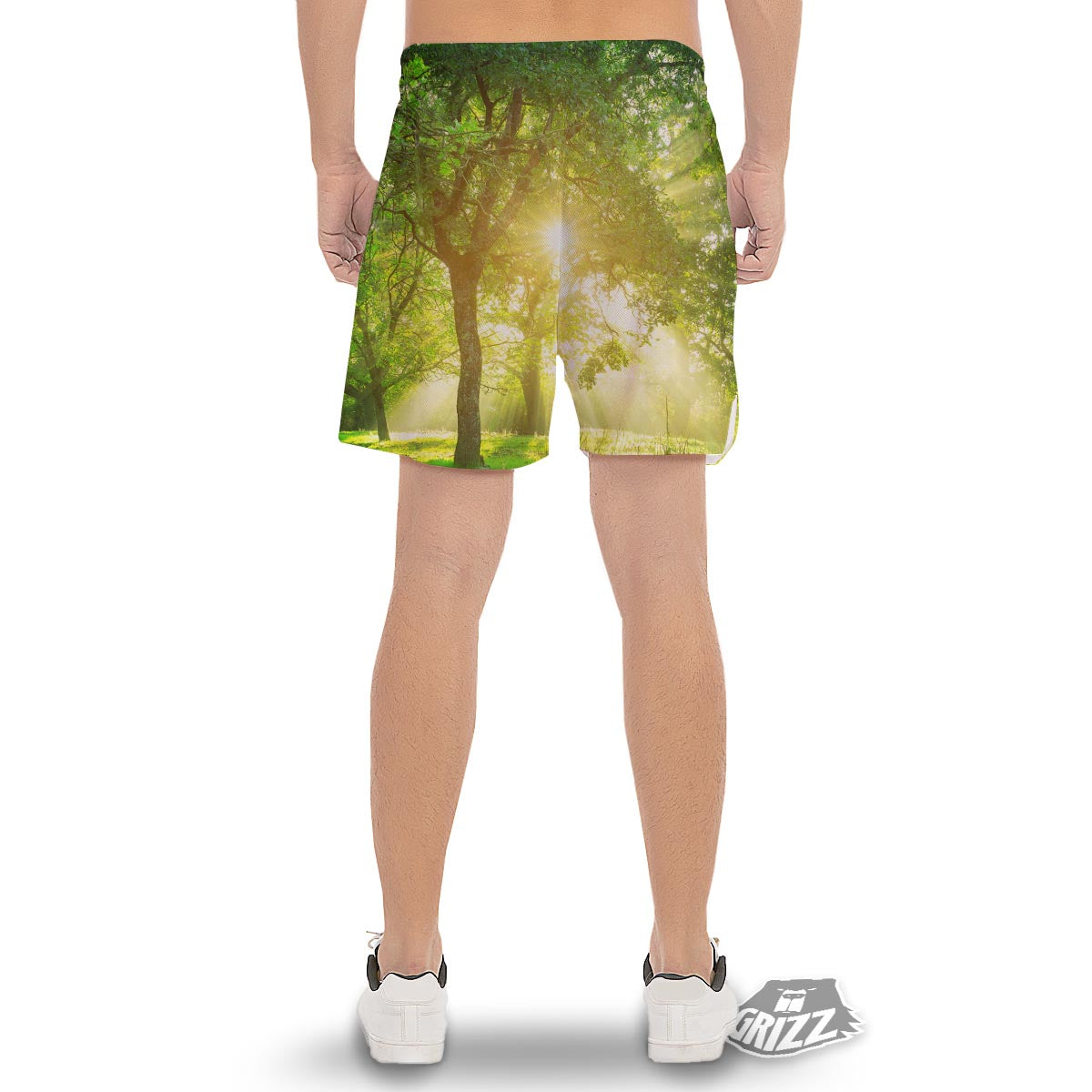 Forest Sunrise Print Men's Gym Shorts-grizzshop