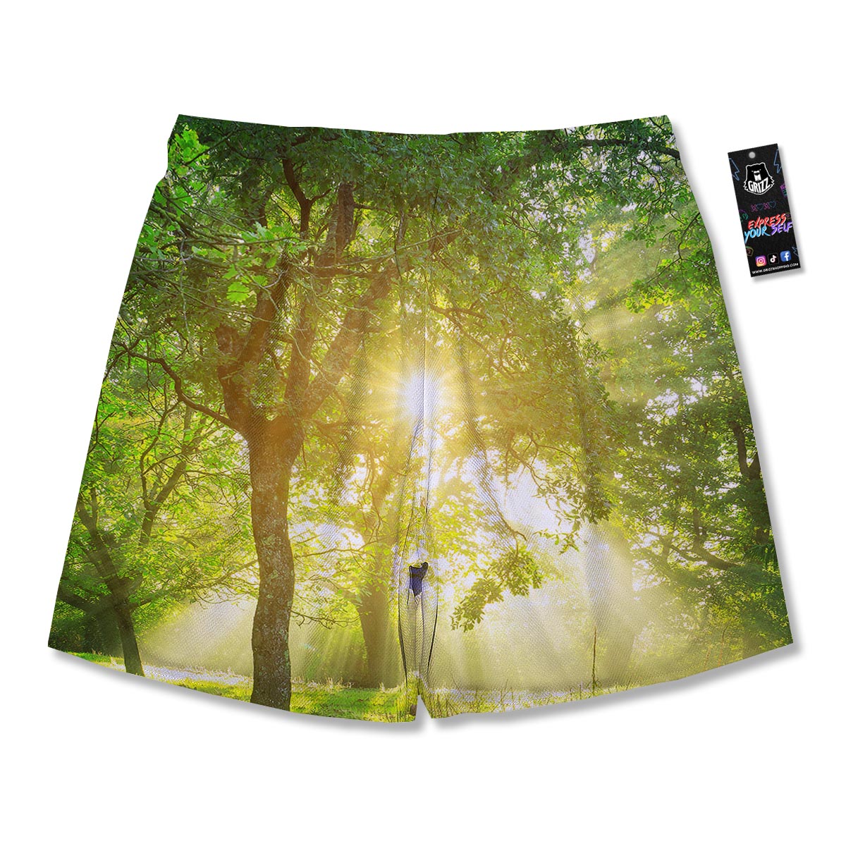 Forest Sunrise Print Men's Running Shorts-grizzshop