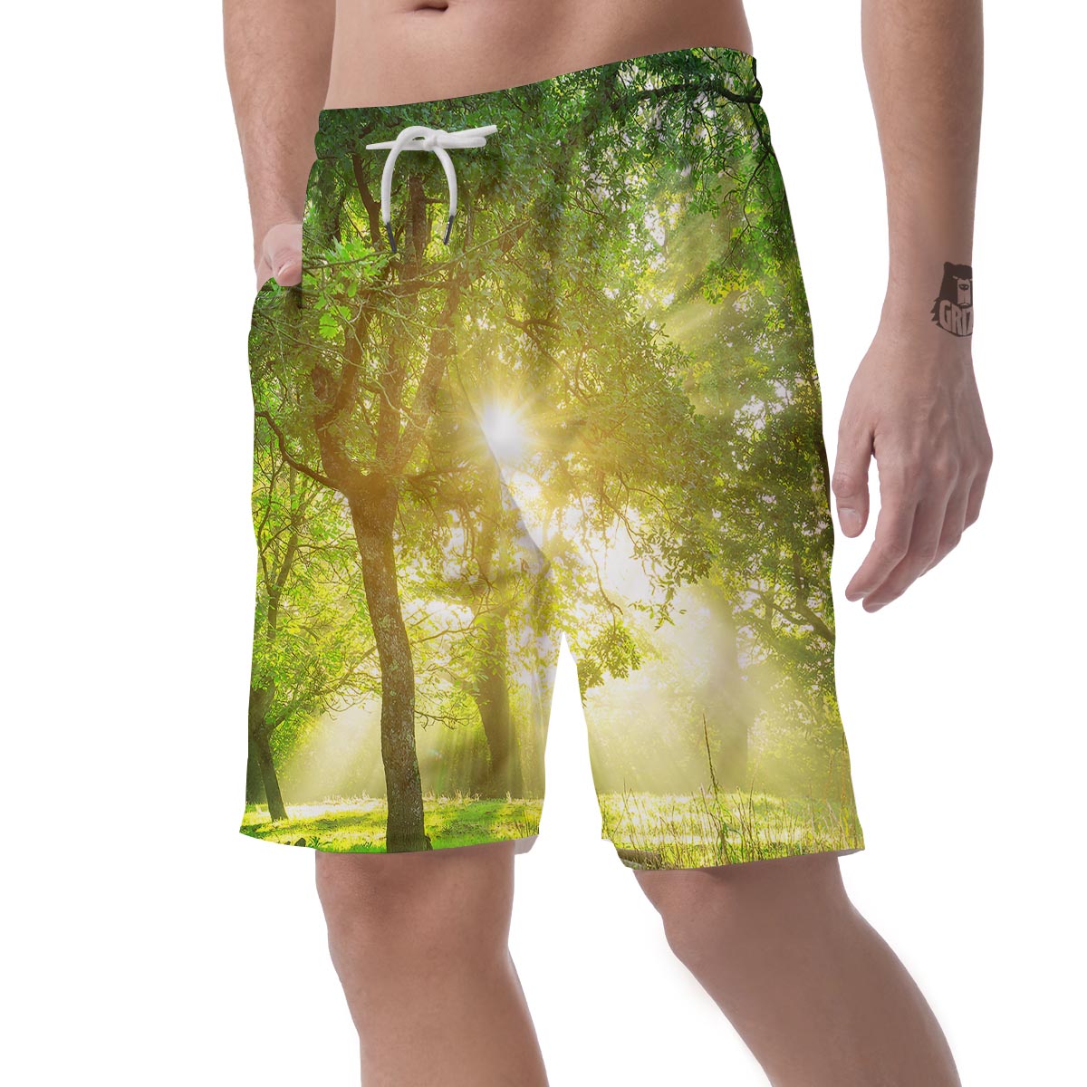 Forest Sunrise Print Men's Shorts-grizzshop