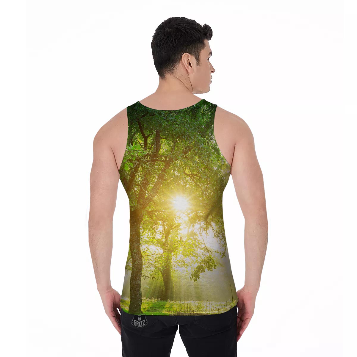 Forest Sunrise Print Men's Tank Top-grizzshop