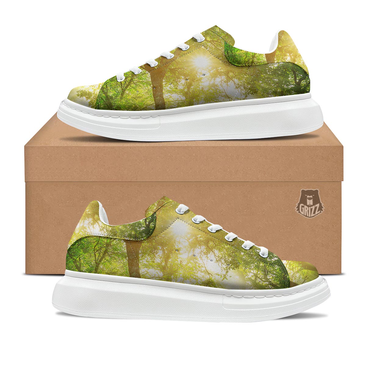 Forest Sunrise Print Platform Shoes-grizzshop