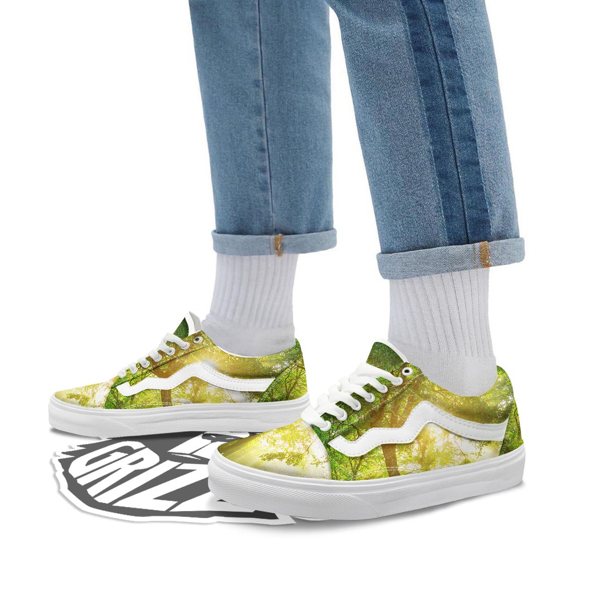 Forest Sunrise Print Skate Shoes-grizzshop