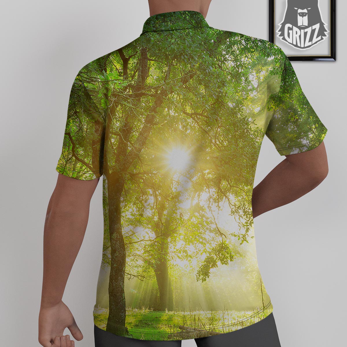 Forest Sunrise Print Untucked Shirts-grizzshop