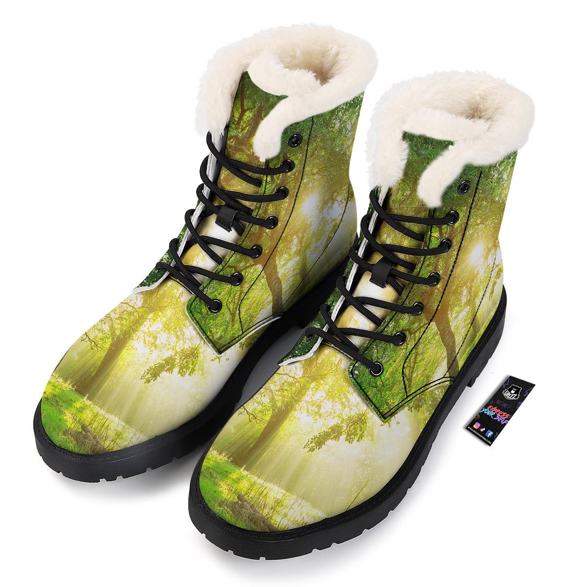 Forest Sunrise Print Winter Boots-grizzshop