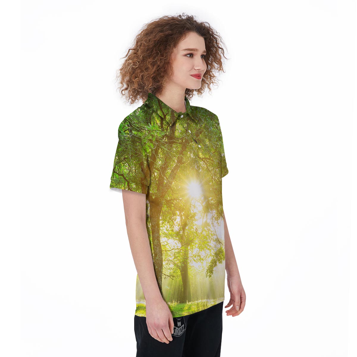 Forest Sunrise Print Women's Golf Shirts-grizzshop
