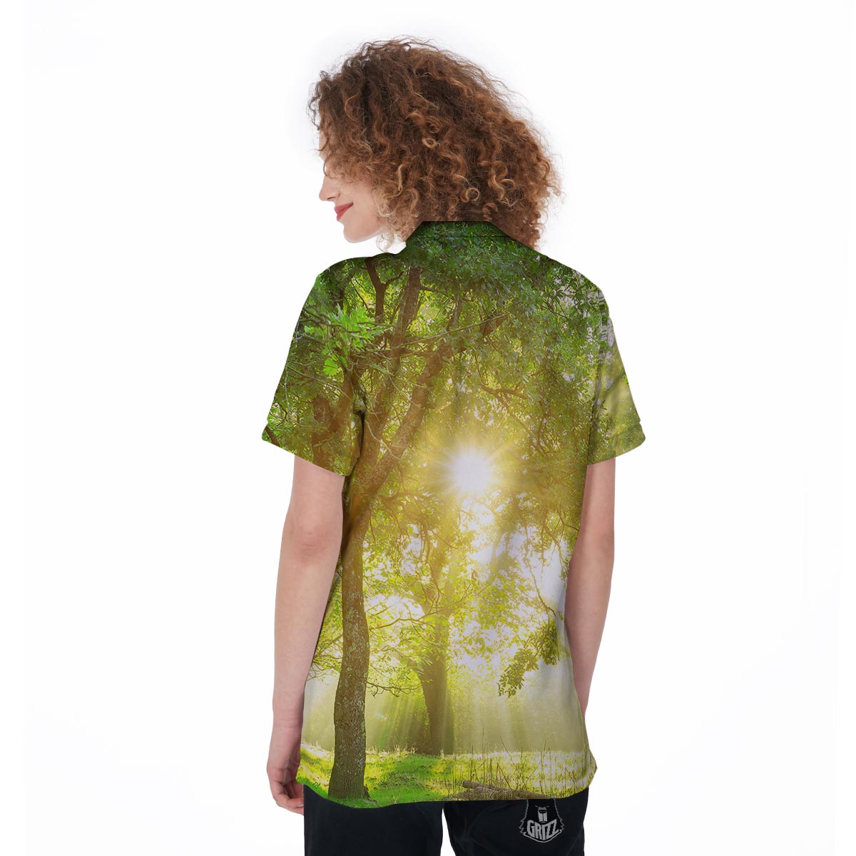 Forest Sunrise Print Women's Golf Shirts-grizzshop