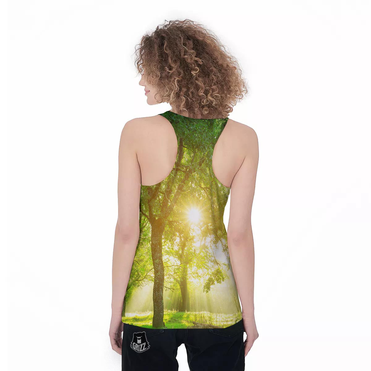 Forest Sunrise Print Women's Racerback Tank Top-grizzshop