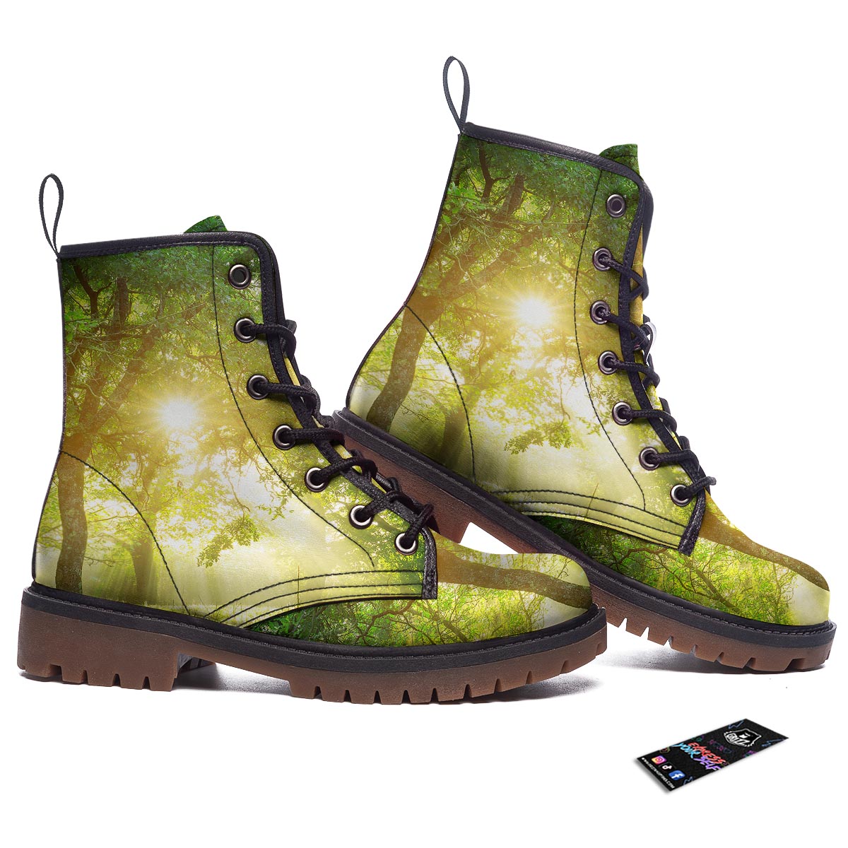Forest Sunrise Print Work Boots-grizzshop