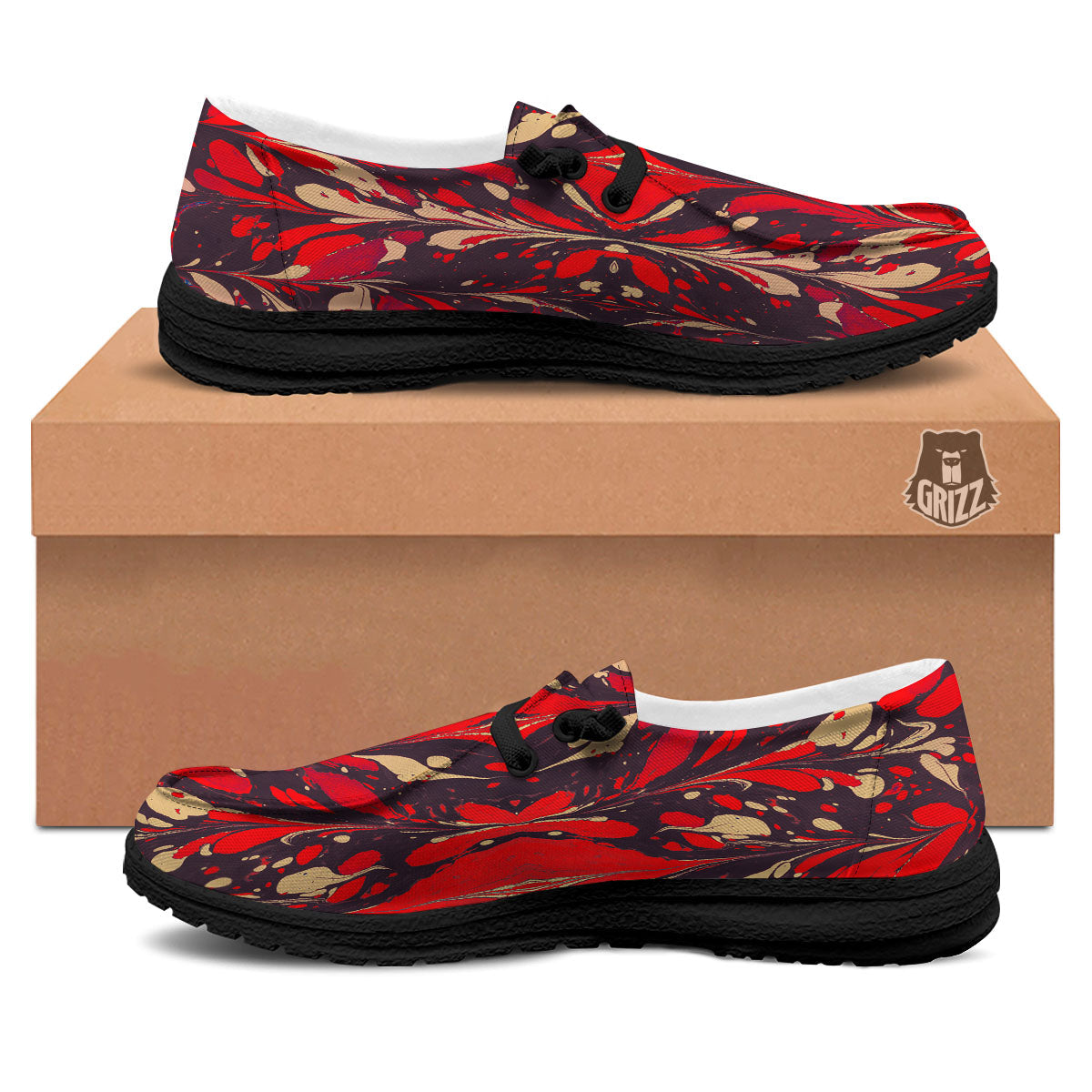 Formed Psychedelic Print Pattern Black Loafers-grizzshop